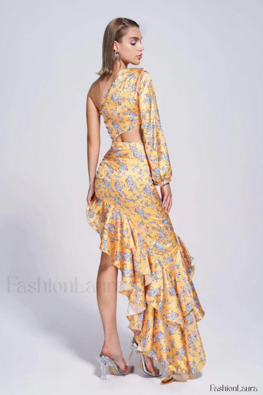 Cassidy One Shoulder Charming Floral Maxi Dress