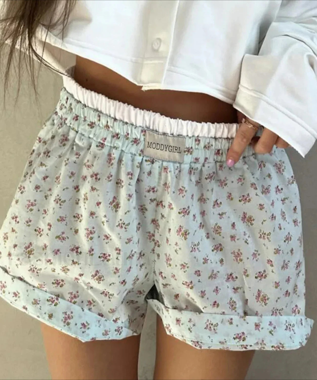 Casual Floral Patchwork Loose Mid-Waisted Short