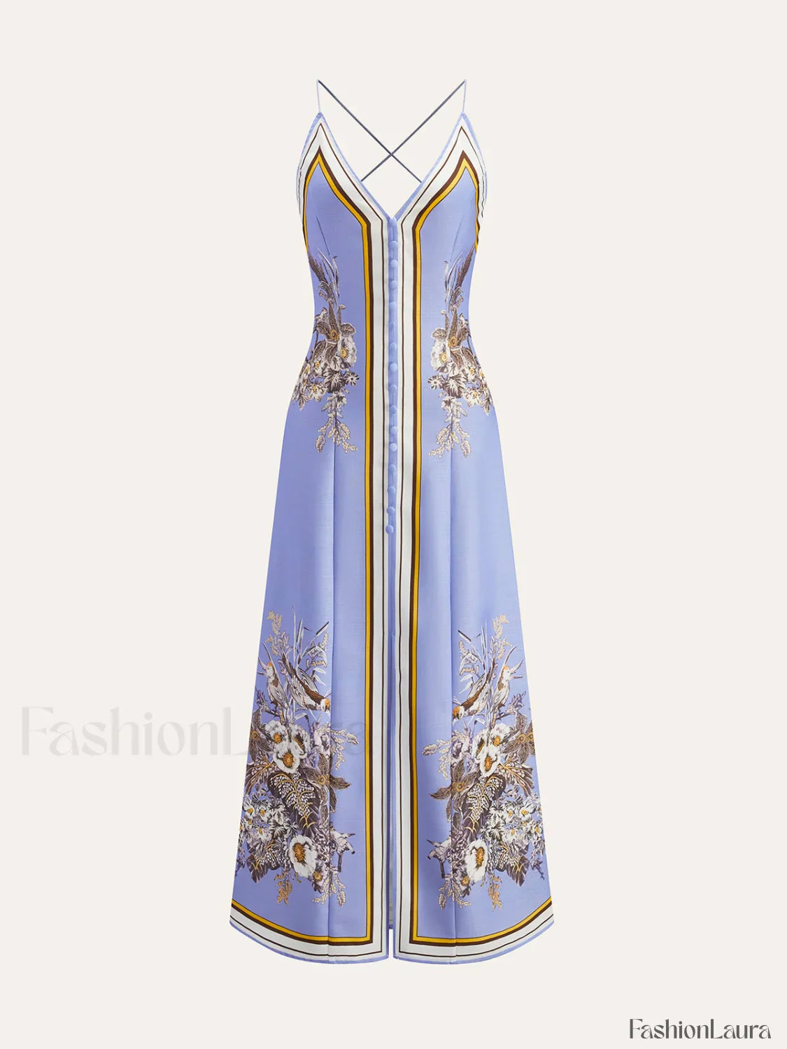 Casual Floral Printed Halter Long Dress