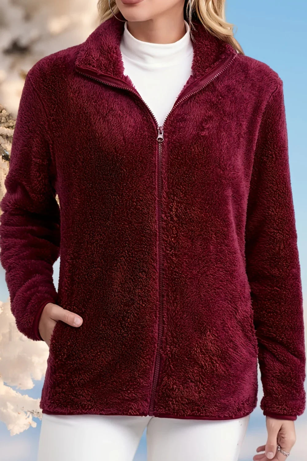 Casual Fuzzy Zipper Jacket