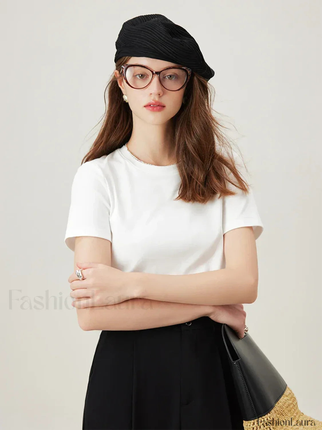 Casual Grey Cotton Elastic Neck T-Shirt