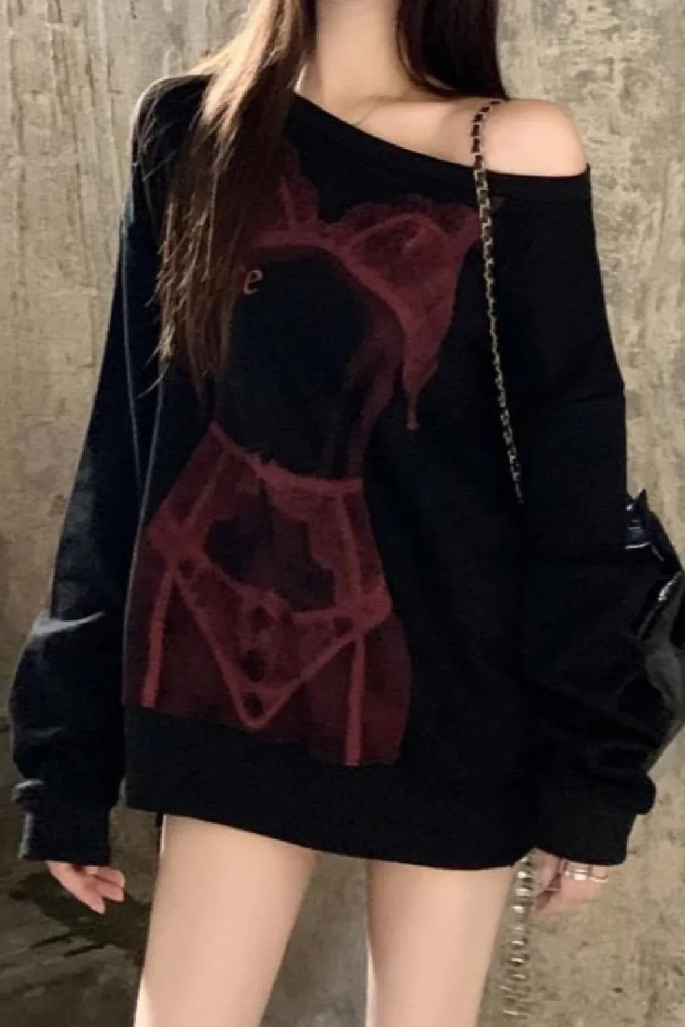 Casual Off-Shoulder Fleece Hoodie