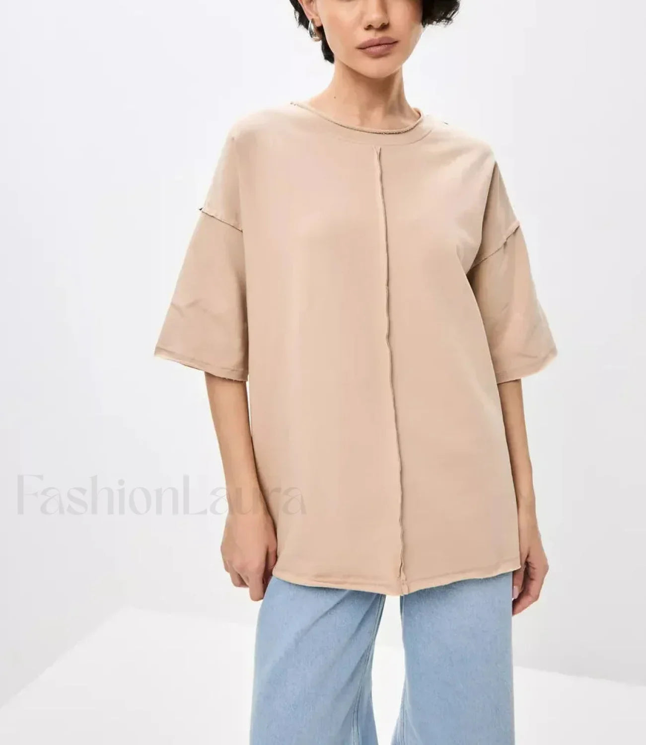 Casual Oversized Cotton Pink T-Shirt