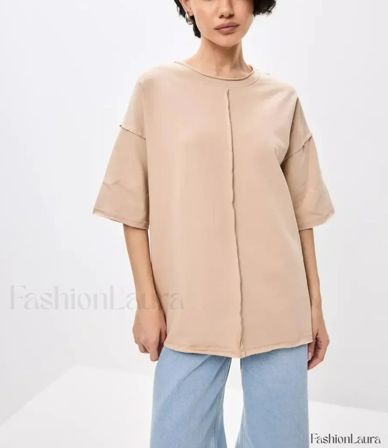 Casual Oversized Cotton Pink T-Shirt