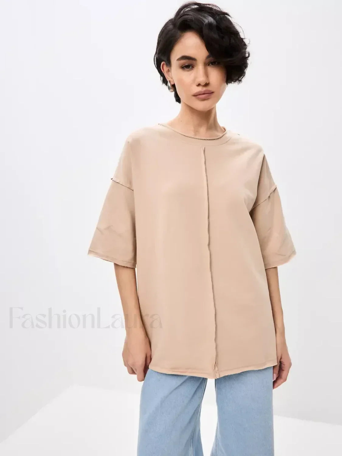 Casual Oversized Cotton Pink T-Shirt