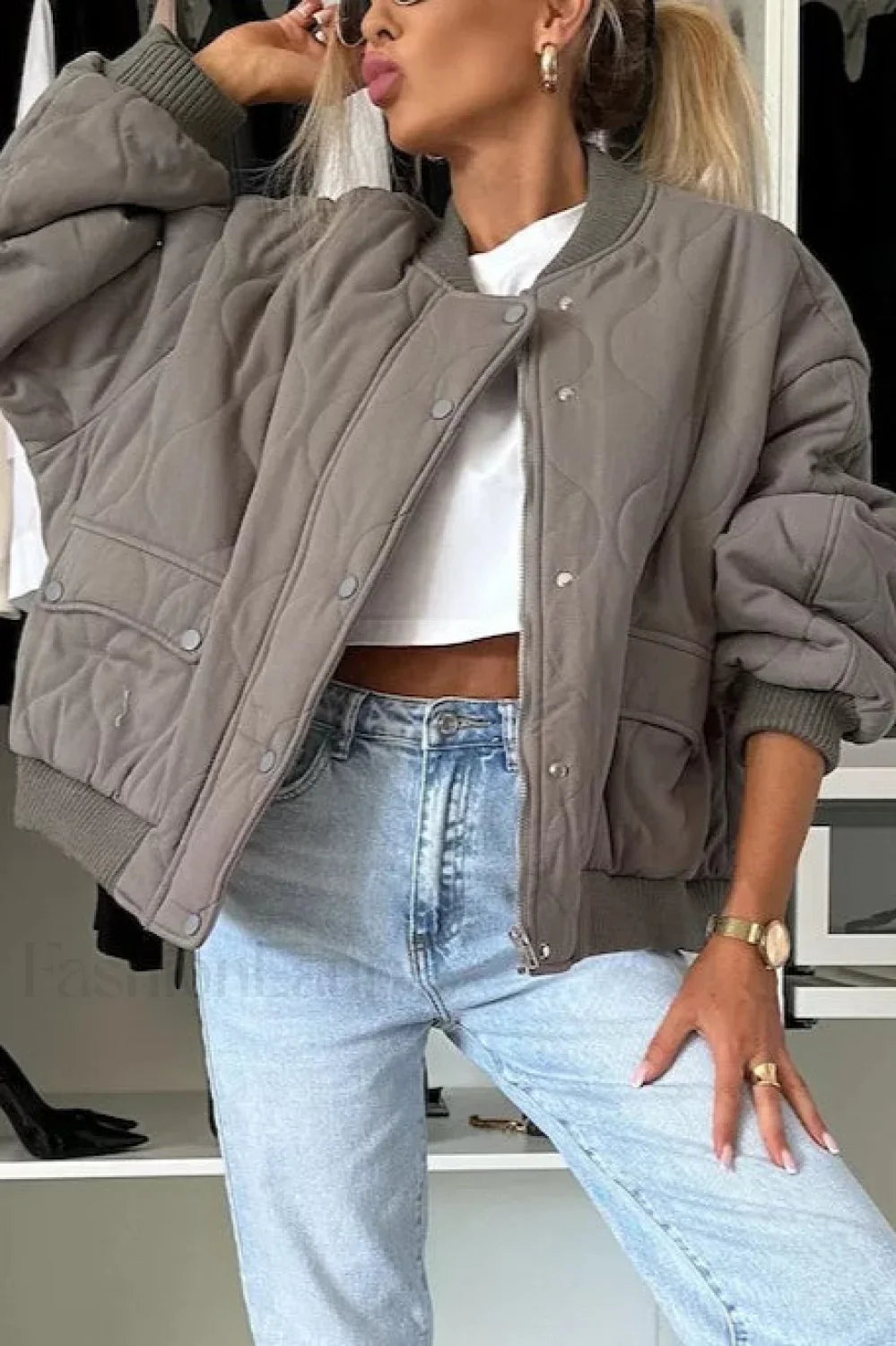 Casual Solid Button Padded Coat