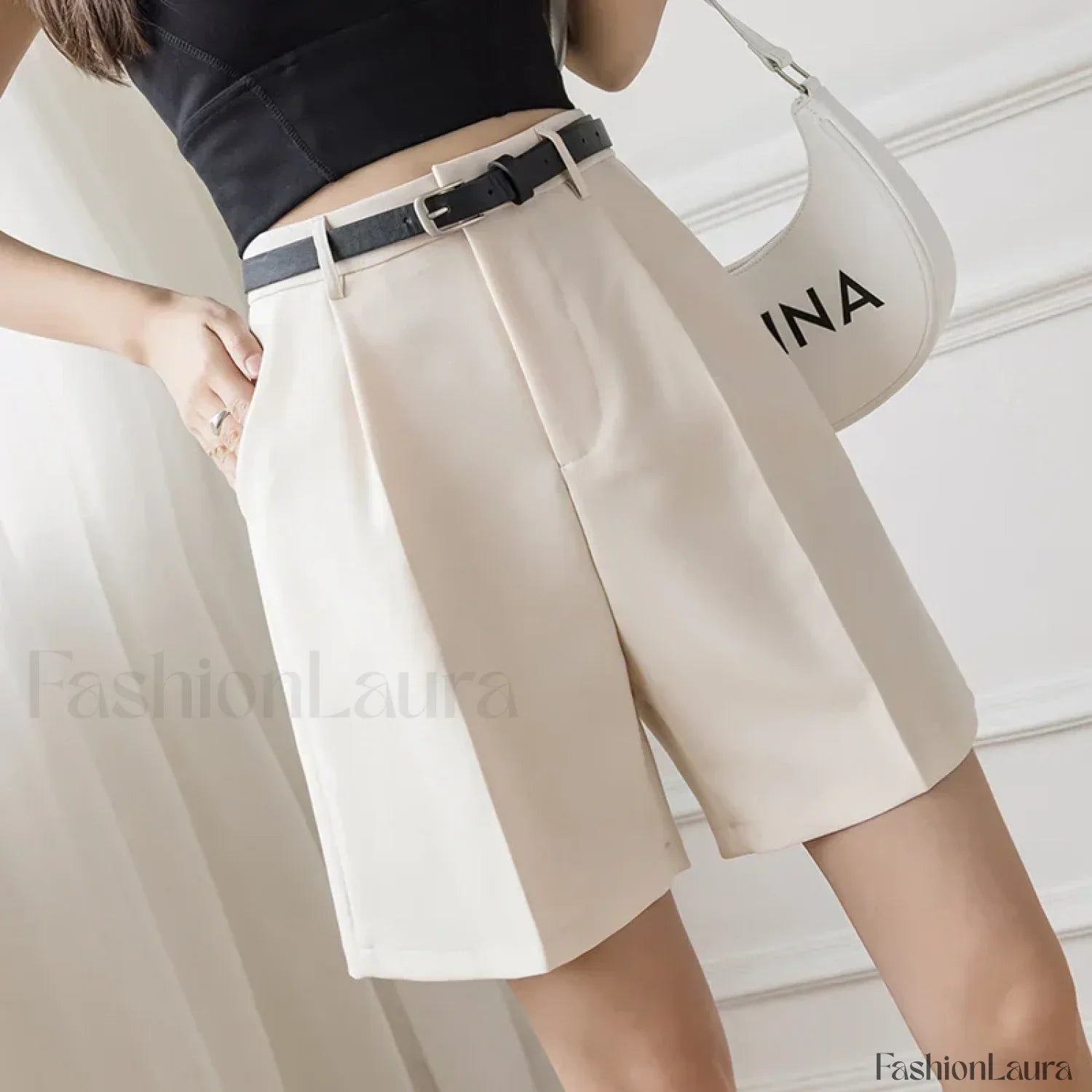 Casual Solid Color High Waist Zipper Shorts
