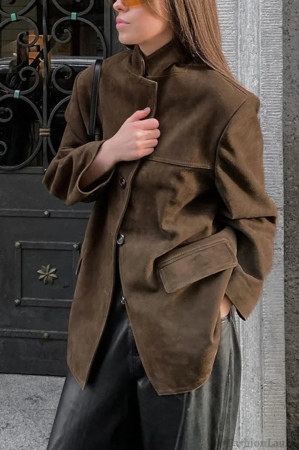 Casual Suede Finish Longline Jacket