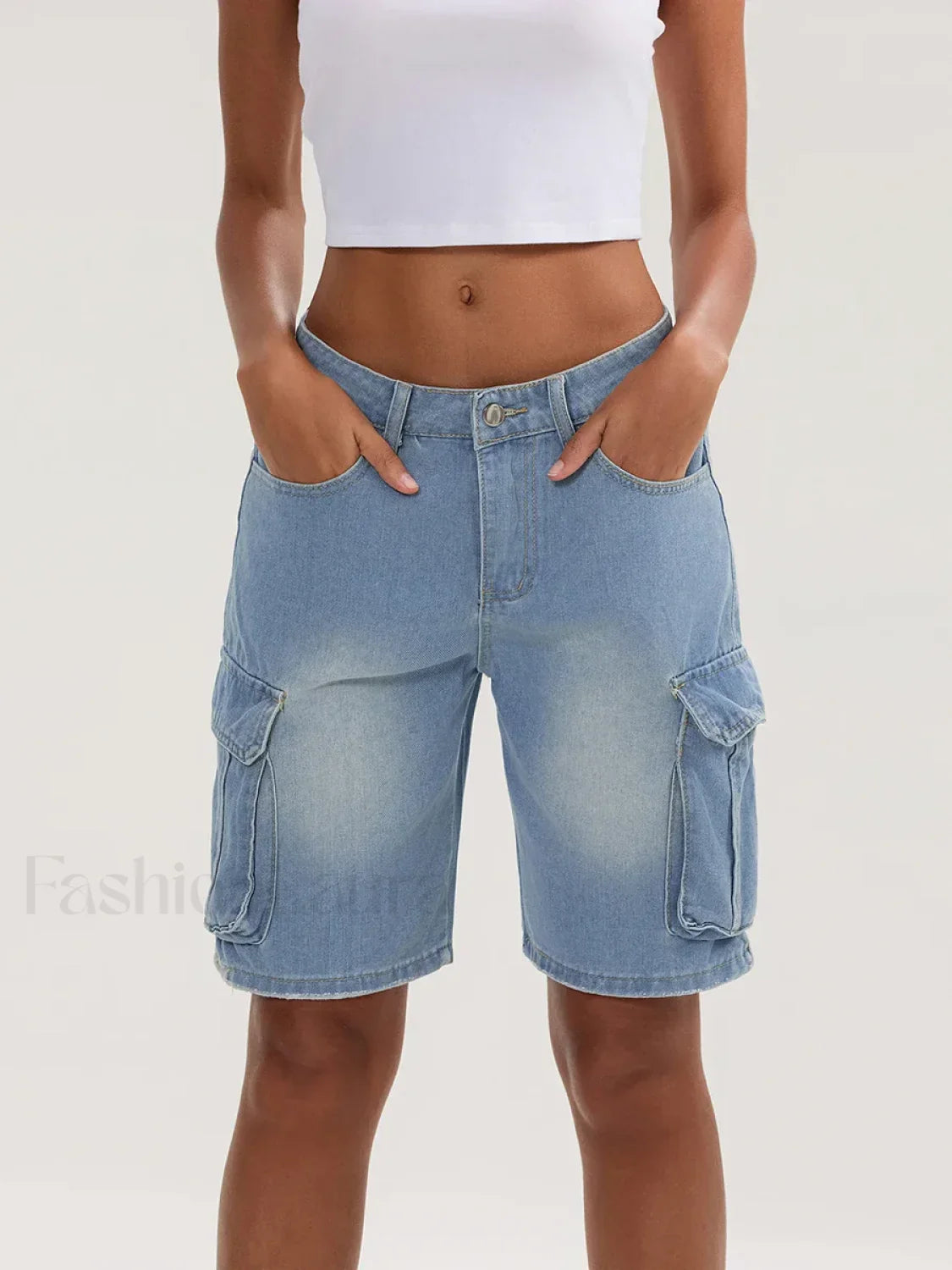 Casual Summer Denim Mid Rise Button Jeans Short