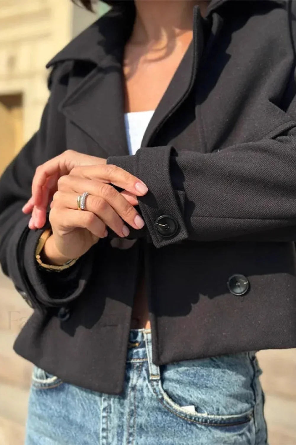 Casual Trench Style Cropped Jacket