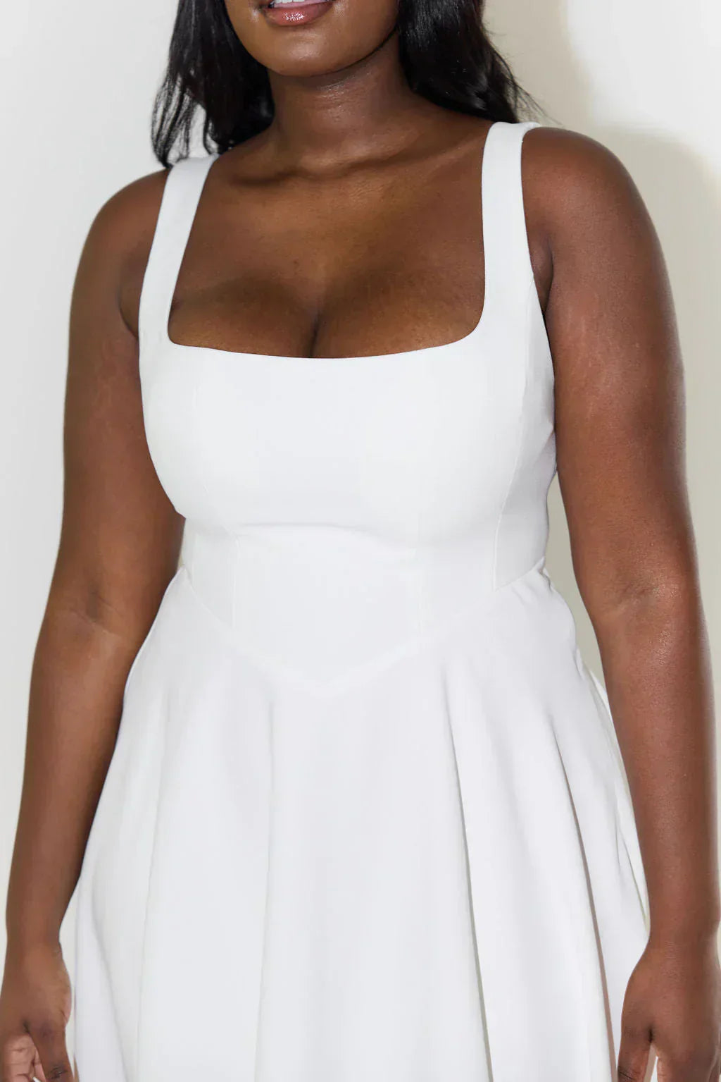 Charm Celeste - Square Neck Midi Dress