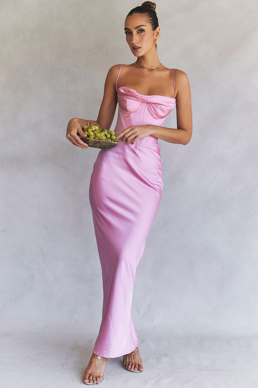 Cowl Neck Satin Corset Bodice Cami Bias Cut Maxi Dress 9