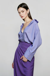 Lace Leather Panel Sheer Long Sleeve Chic Blouse