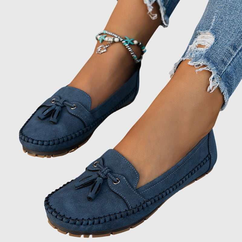 Round Toe Tassel Slip On Moccasin Flats