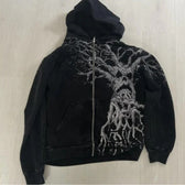 Graffiti Print Long Sleeve Zip Hoodie