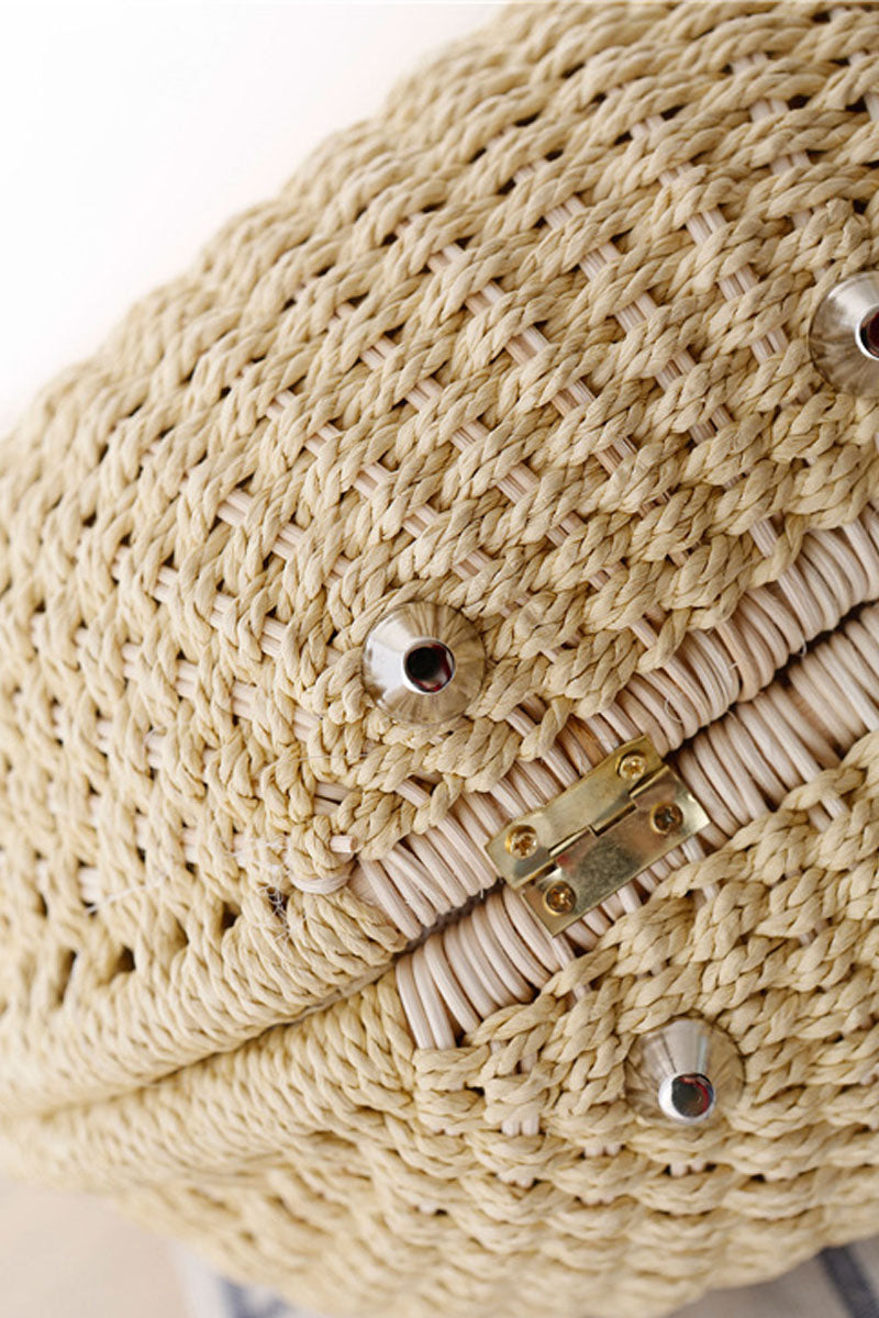 Cute Shell Shape Woven Straw Beach Handbag