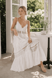 Lace Trim Sheer Flowy Boho Dress