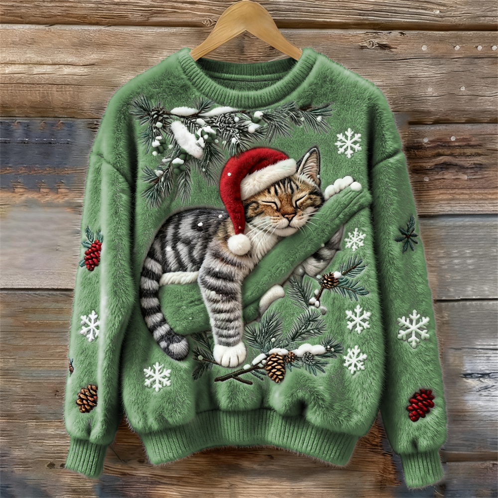 Women’s Sweater | Festive Cat Print