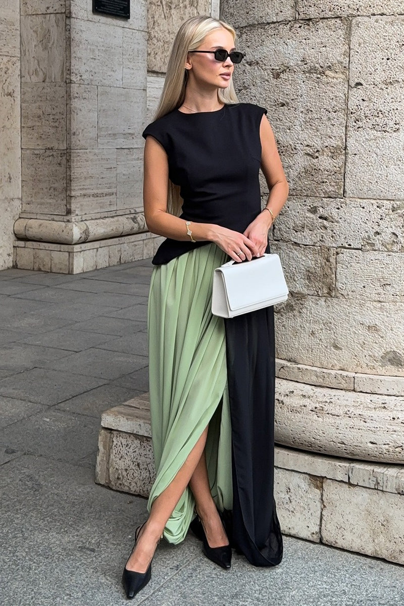 Draped Asymmetric Hem Tulip Skirt