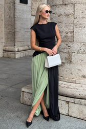 Draped Asymmetric Hem Tulip Skirt