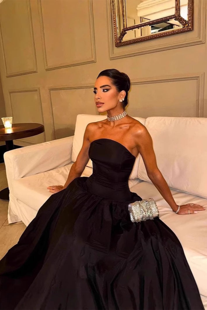 Luxe Solid Strapless Slip Prom Dress
