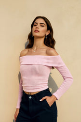Off Shoulder Long Sleeve Sweater