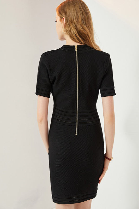 Sleeve VNeck Bodycon Knit Sweater Dress