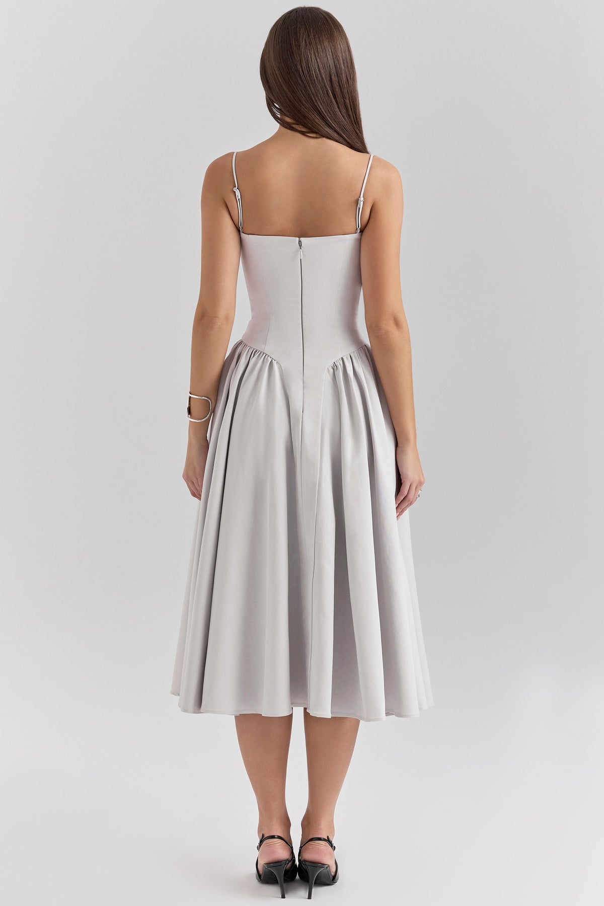 Corset Bodice Underwire Cami Fit and Flare Midi Dress 8
