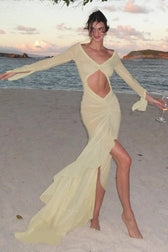 Cutenew Mesh Concise Women Maxi Dress