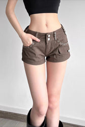 Double Button Booty Denim Shorts