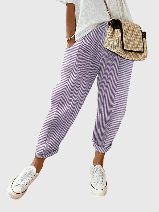 Striped High Waist Tapered Pants