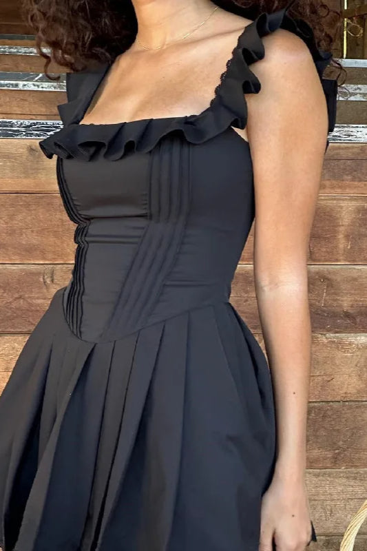 Square Neck Ruffle Mini Dress