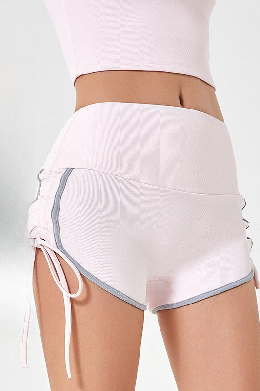 Drawstring Color Block High Rise Shorts
