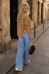 Washed Street Style Wide Leg Jeans