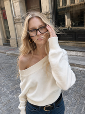 Off Shoulder Fitted Knit Sweater