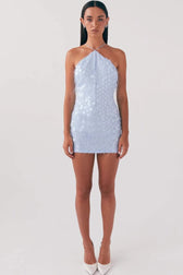 Backless Halter-Neck Sequin Dress