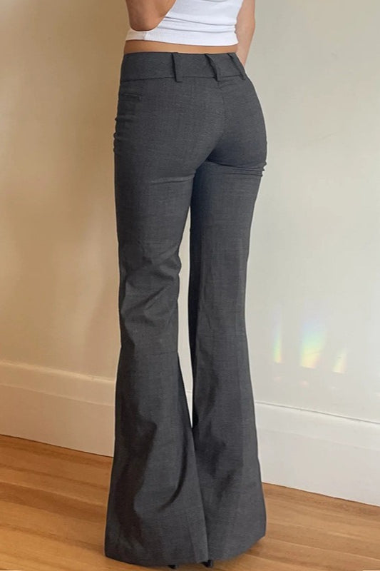 Low Rise Tailored Flare Leg Suit Trousers 2