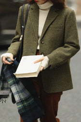 Tailored Wool Crepe Solid Color Blazer