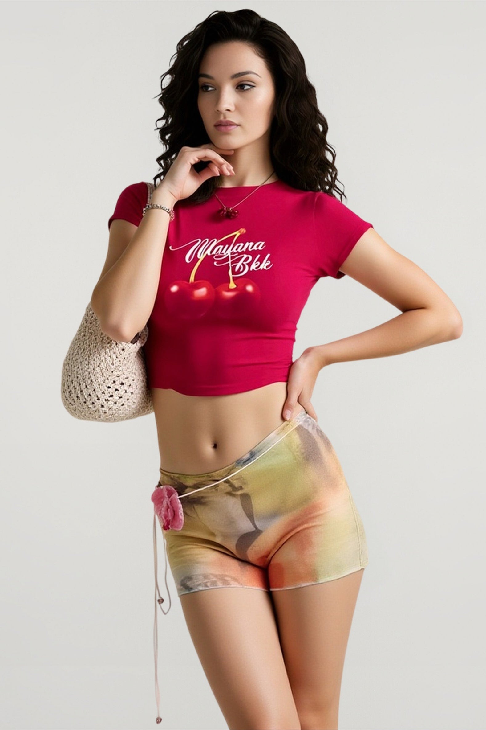 Cherry Print Crop Top