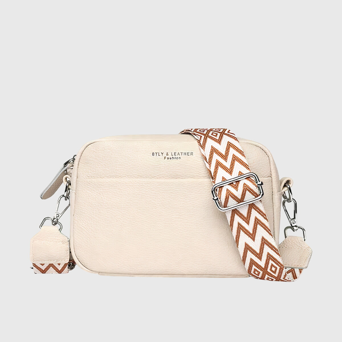 Wide Woven Strap Faux Leather Crossbody Bag