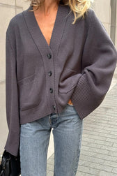 Relaxed V Neck Knit Cardigan