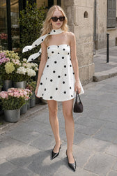 Fashionable Polka Dot Strapless Mini Dress