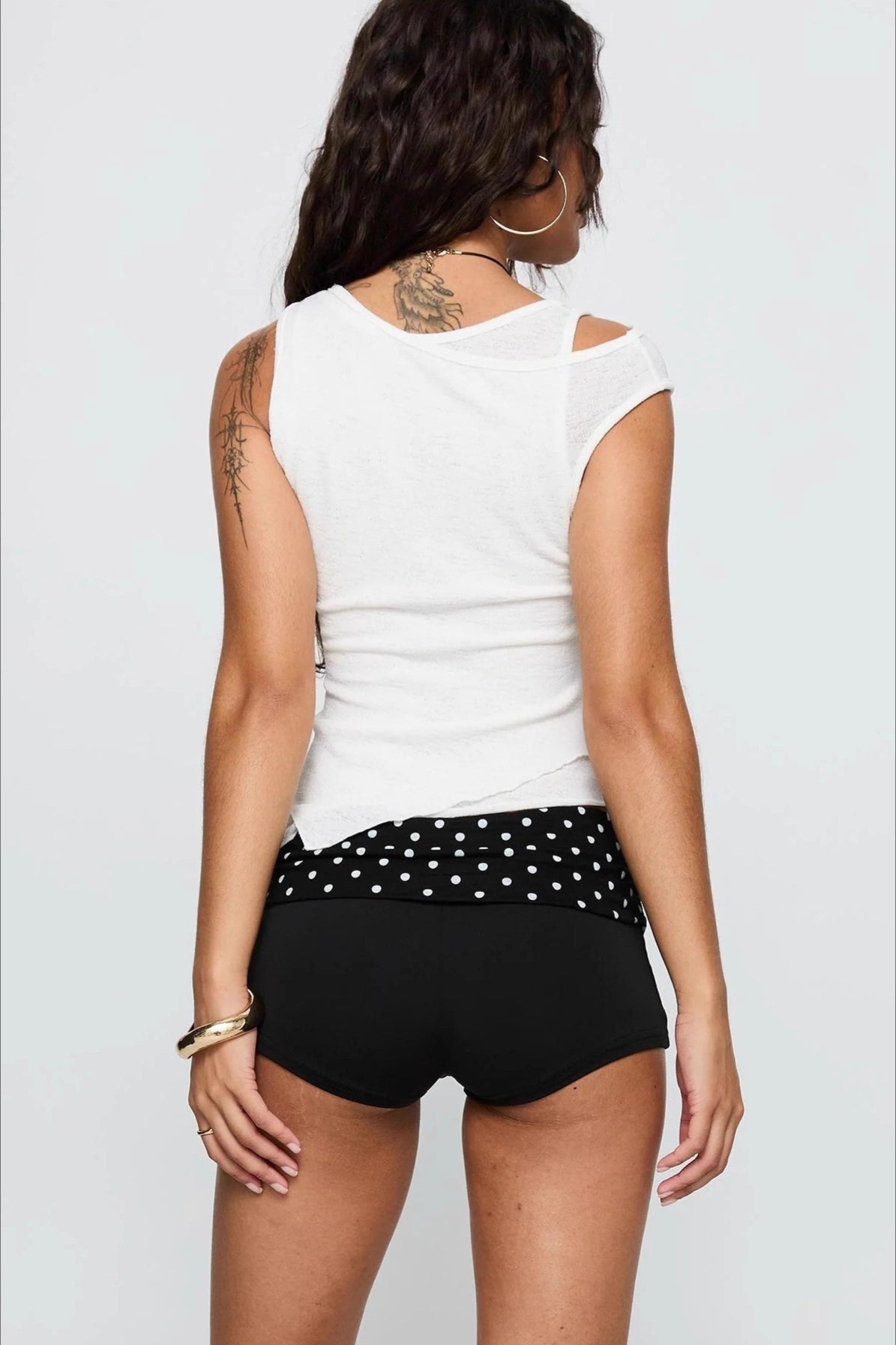 Polka Dot Contrast Waistband Shorts