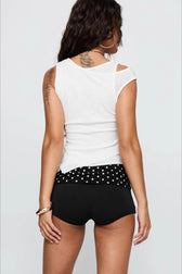 Polka Dot Contrast Waistband Shorts