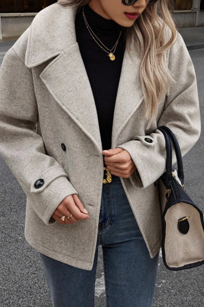 Cropped Wool Blend Oversized Coat