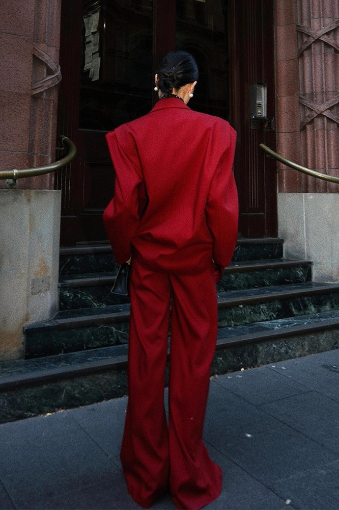 Oversized Double Breasted Blazer and Wide Leg Pants Two Piece Set 3