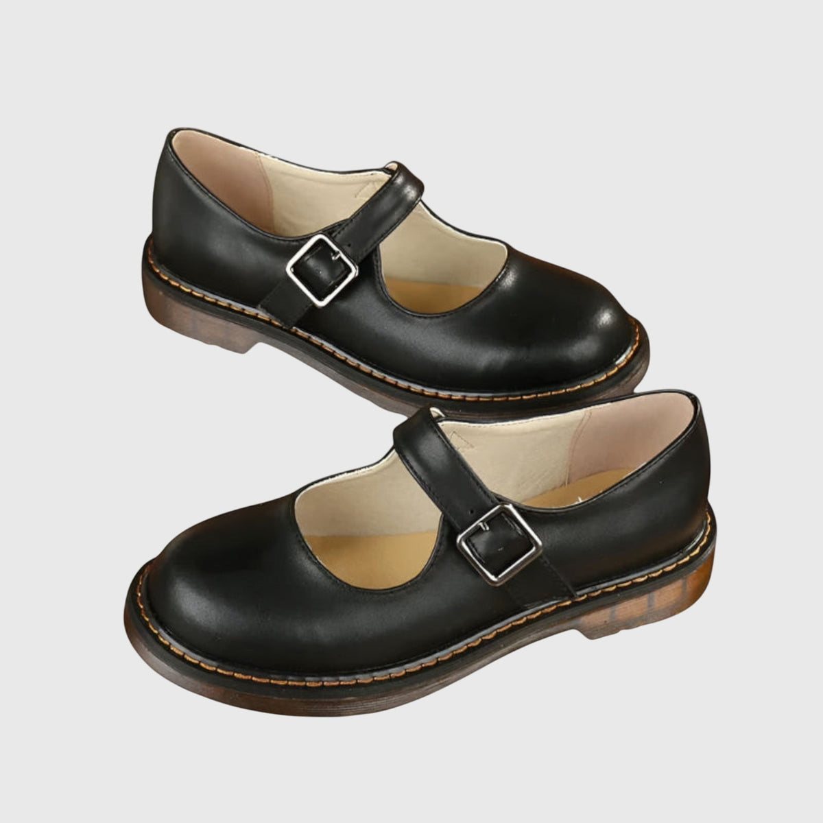 Round Toe Buckle Strap Mary Jane Flats