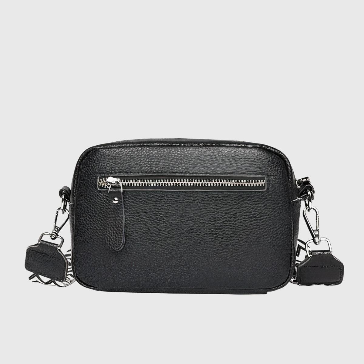 Wide Woven Strap Faux Leather Crossbody Bag