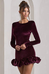 Velvet Ruched Hem Mini Dress 2