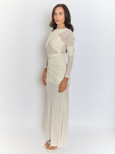 Cecilia Mesh Maxi Dress In White 10